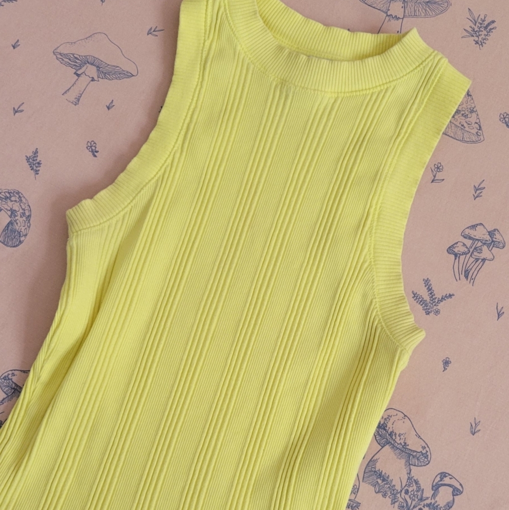 Zara Lemon Yellow Ribbed Tank Top